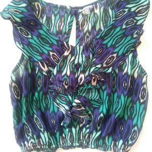 Tribal Print Ruffled Crop Top